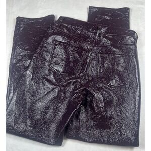 Express Straight Jeans Womens‎ 8 Tall Purple Coated Metallic Super High Rise